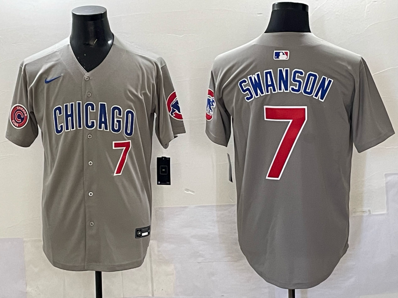 Men Chicago Cubs #7 Swanson grey Nike MLB 2025 jersey 0012->chicago cubs->MLB Jersey